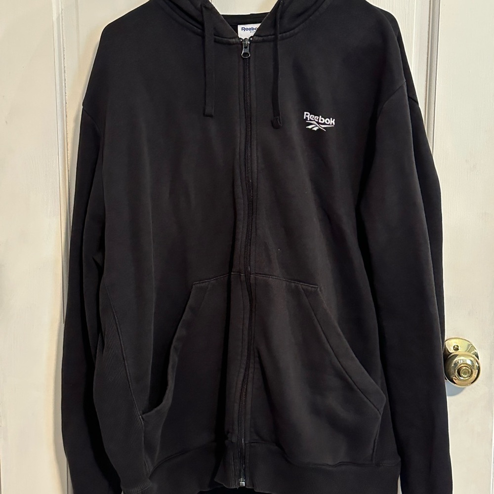 Reebok Black Logo Zip Up Sweatshirt
